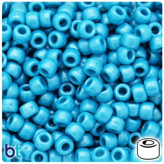 BeadTin Dark Turquoise Pearl 9mm Barrel Pony Beads (500pcs)