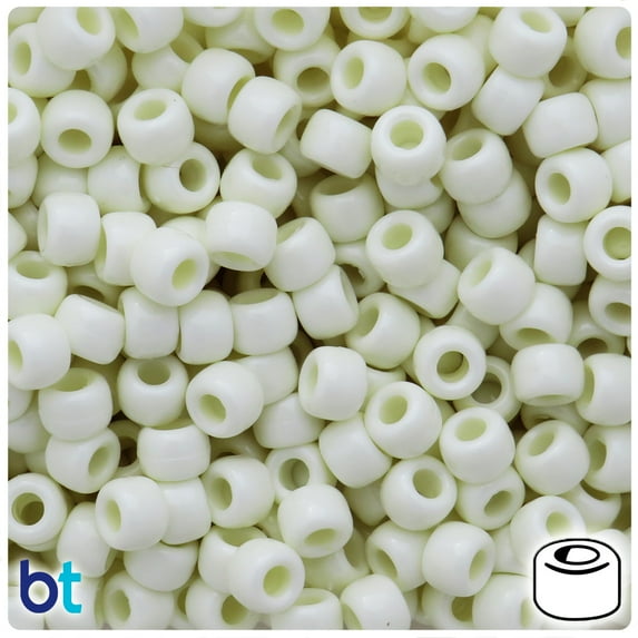 BeadTin Eggshell Opaque 9mm Barrel Pony Beads (500pcs)