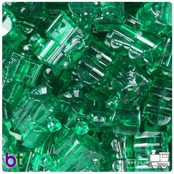 BeadTin Emerald Transparent 22mm Train Pony Beads (24pcs)