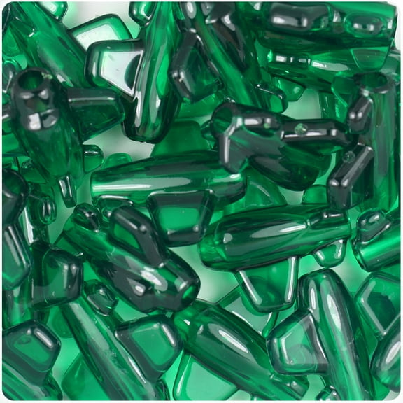 BeadTin Emerald Transparent 25mm Airplane Pony Beads (24pcs)