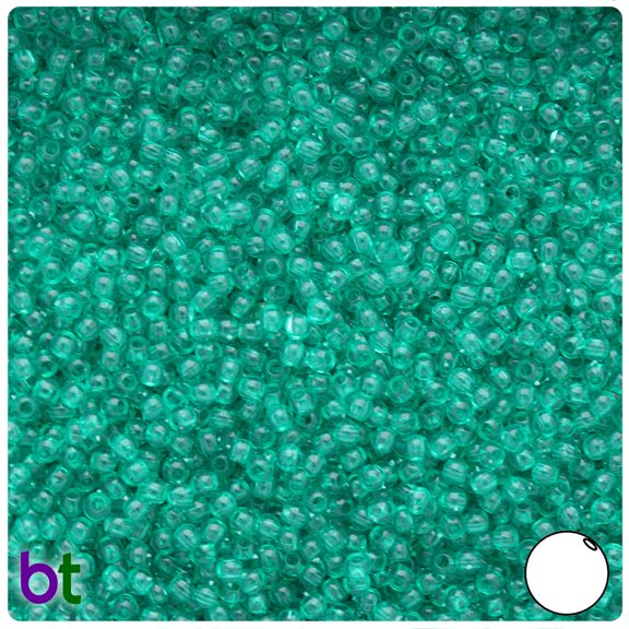 BeadTin Emerald Transparent 3mm Round Plastic Beads (1oz)