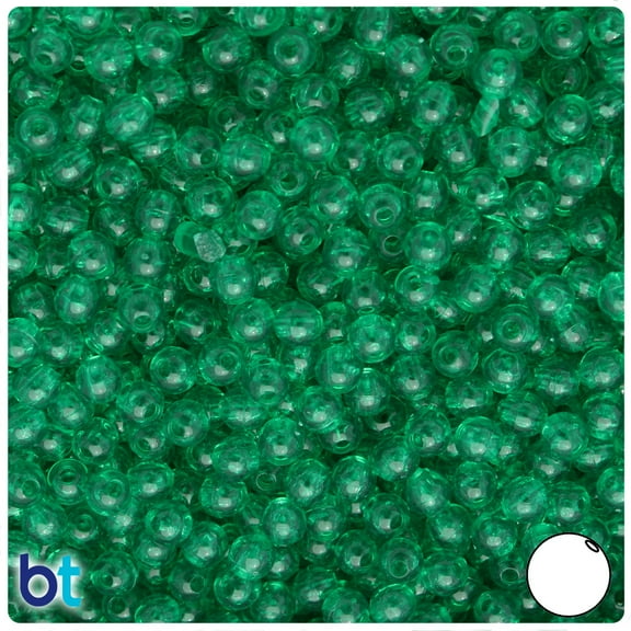 BeadTin Emerald Transparent 5mm Round Plastic Beads (700pcs)