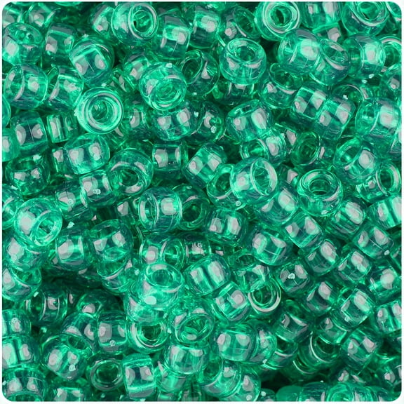 BeadTin Emerald Transparent 6.5mm Mini Barrel Pony Beads (1000pcs)