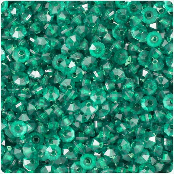 BeadTin Emerald Transparent 6mm Faceted Rondelle Craft Beads (1350pcs)