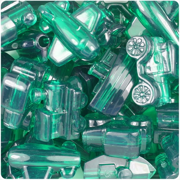 BeadTin Emerald Transparent Mini Mobile Pony Beads (2oz)