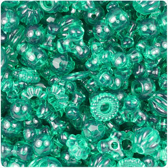 BeadTin Emerald Transparent Plastic Craft Bead Mix (4oz)