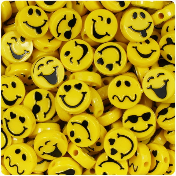 BeadTin Expressions 13mm Picture Beads - Bright Yellow with Black (30pcs)