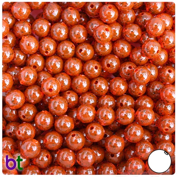 BeadTin Fire Red Black Sparkle 8mm Round Plastic Beads (300pcs)