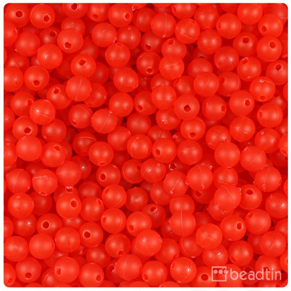 BeadTin Fire Red Frosted 6mm Round Craft Beads (500pcs)