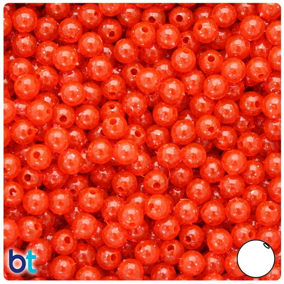BeadTin Fire Red Gold Sparkle 6mm Round Plastic Beads (500pcs)