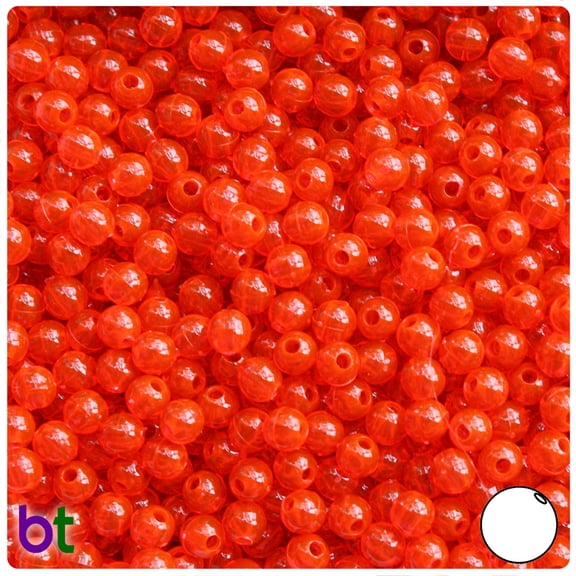 BeadTin Fire Red Transparent 5mm Round Plastic Beads (700pcs)