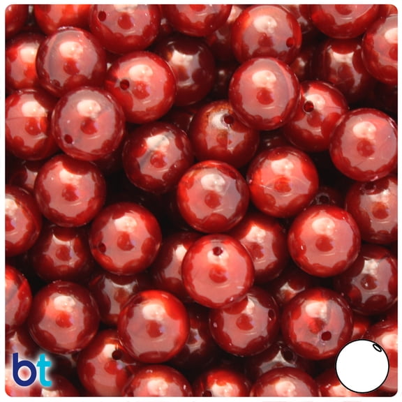 BeadTin Garnet Transparent Gold Swirls 12mm Round Plastic Beads (60pcs)