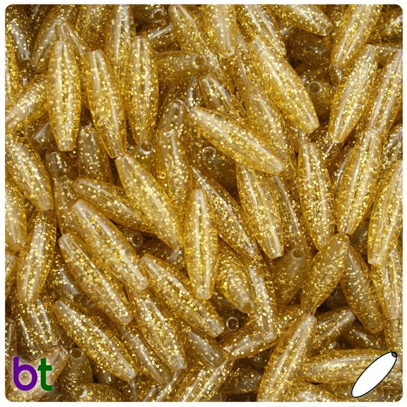 BeadTin Gold Glimmer 19mm Spaghetti Plastic Beads (150pcs)