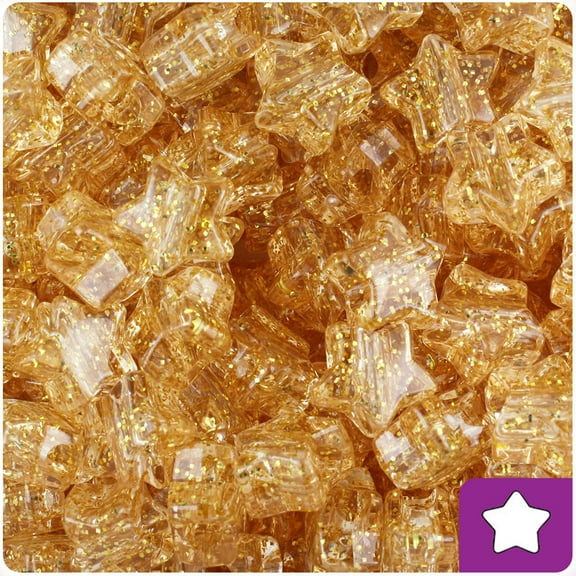 BeadTin Gold Sparkle 13mm Star Pony Beads (250pcs)