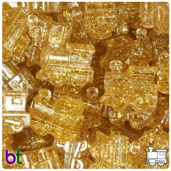 BeadTin Gold Sparkle 22mm Train Pony Beads (24pcs)