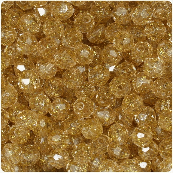 BeadTin Gold Sparkle 8mm Faceted Round Craft Beads (450pcs)