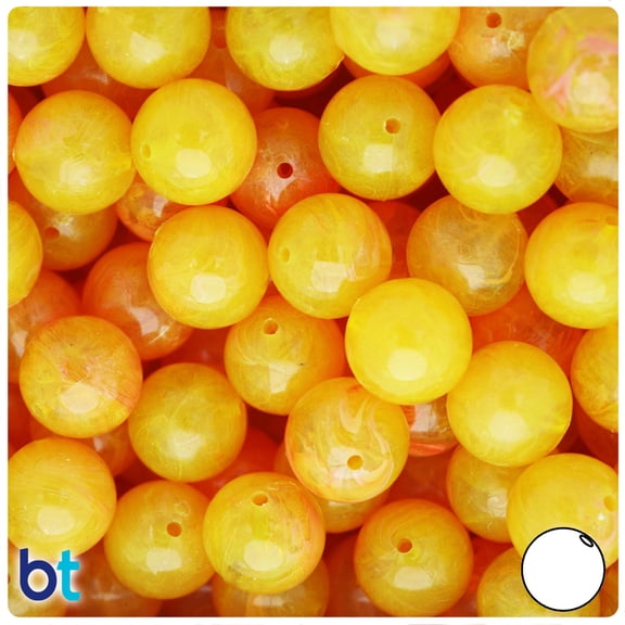 BeadTin Golden Roe Opaque 14mm Round Plastic Beads (36pcs)
