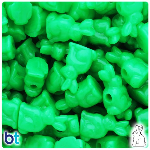 BeadTin Grasshopper Neon Bright 24mm Bunny Rabbit Pony Beads (24pcs)