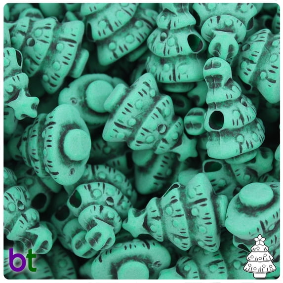 BeadTin Green Antique 25mm Christmas Tree Pony Beads (24pcs)