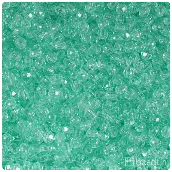 BeadTin Green Aqua Transparent 4mm Faceted Round Craft Beads (1350pcs)