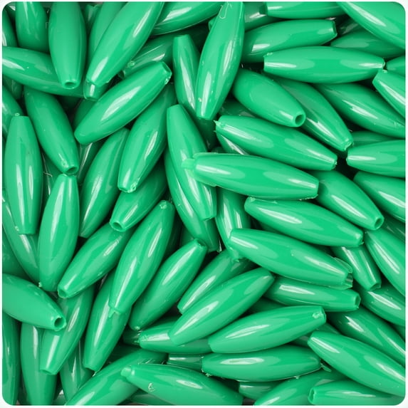 BeadTin Green Opaque 19mm Spaghetti Craft Beads (150pcs)
