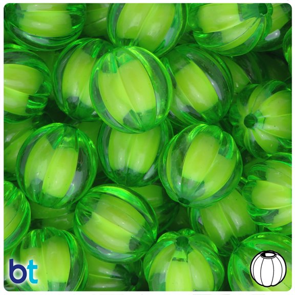BeadTin Green Transparent 20mm Melon Plastic Bead in Beads (10pcs)
