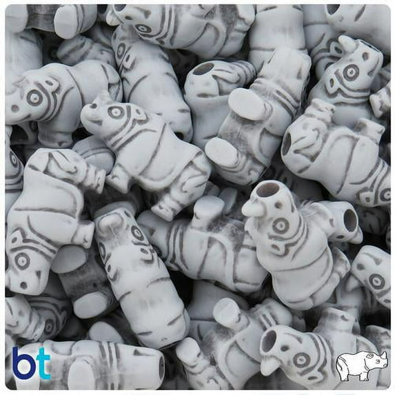 BeadTin Grey Antique 25mm Rhino Pony Beads (24pcs)