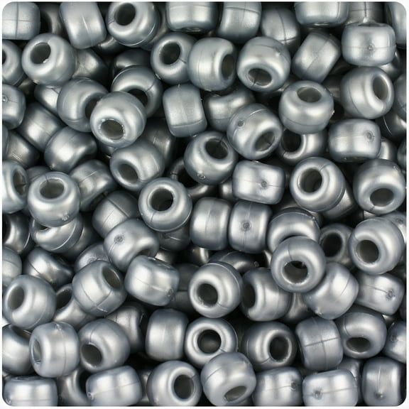 BeadTin Grey Ashed Pearl 9mm Barrel Pony Beads (500pc)