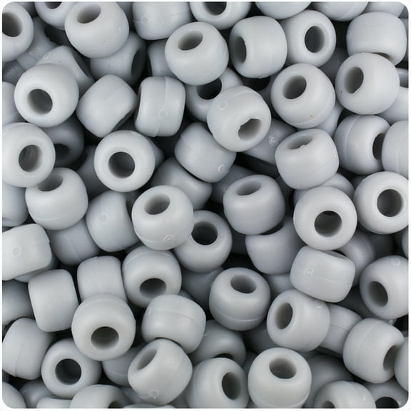 BeadTin Grey Matte 9mm Barrel Pony Beads (500pc)