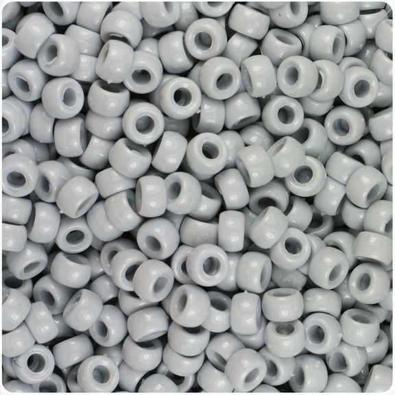 BeadTin Grey Opaque 6.5mm Mini Barrel Pony Beads (1000pcs)