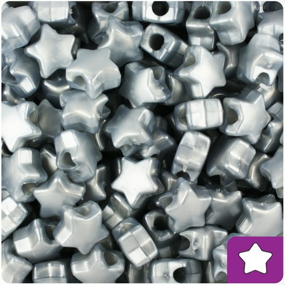 BeadTin Grey Pearl 13mm Star Pony Beads (250pcs)