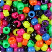 BeadTin Hot Kandi Multi 9mm Barrel Pony Beads 500pc