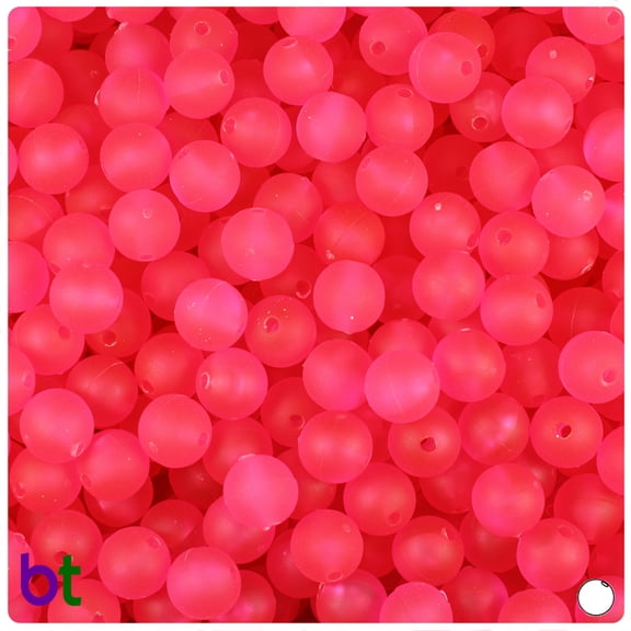 BeadTin Hot Pink Frosted 8mm Round Craft Beads (300pcs)
