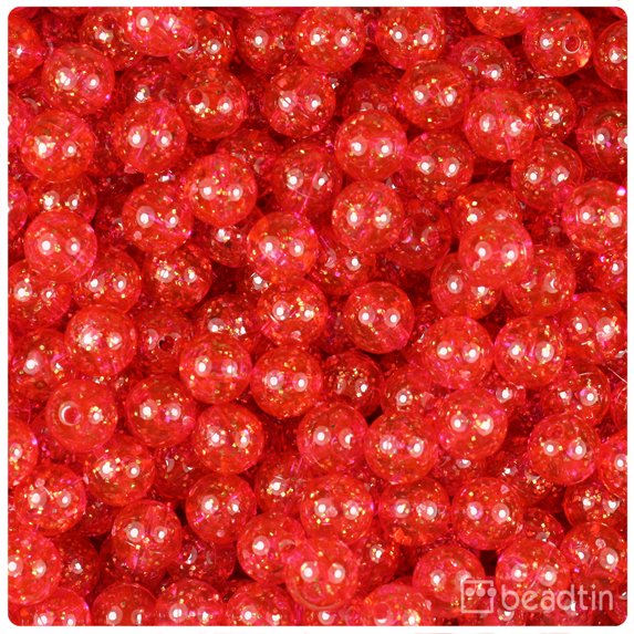 BeadTin Hot Pink Gold Sparkle 8mm Round Craft Beads (300pcs)
