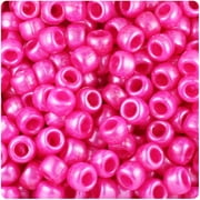 BeadTin Hot Pink Pearl 9mm Barrel Pony Beads 500pc
