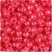 BeadTin Hot Pink Sparkle 9mm Barrel Pony Beads (500pcs)
