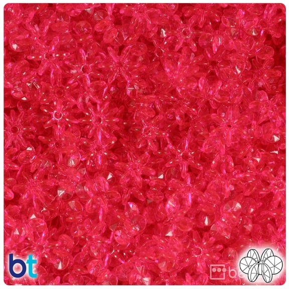 BeadTin Hot Pink Transparent 10mm SunBurst Craft Beads (450pcs)