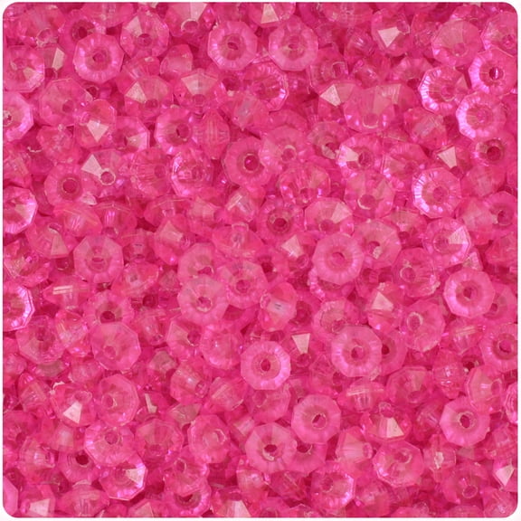 BeadTin Hot Pink Transparent 6mm Faceted Rondelle Craft Beads (1350pcs)