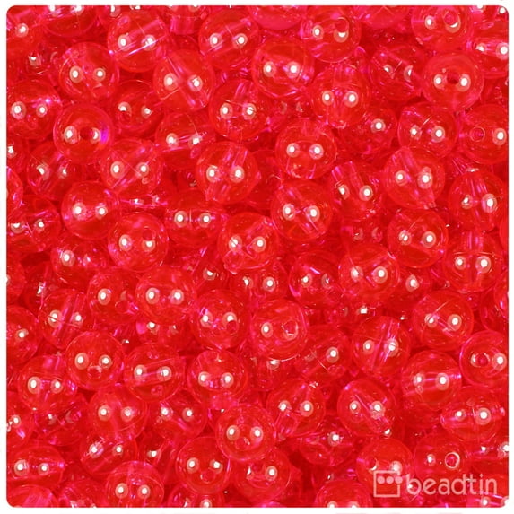 BeadTin Hot Pink Transparent 8mm Round Craft Beads (300pcs)