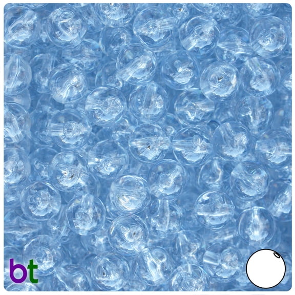 BeadTin Ice Blue Transparent 10mm Round Craft Beads (150pcs)