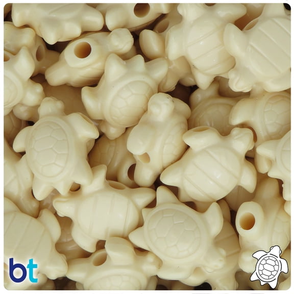 BeadTin Ivory Opaque 23mm Sea Turtle Plastic Pony Beads (24pcs)