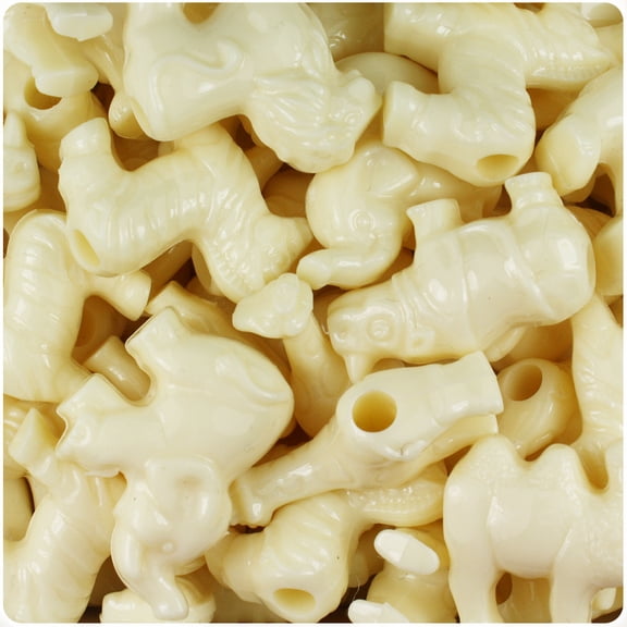 BeadTin Ivory Opaque Safari Animal Pony Beads (2oz)