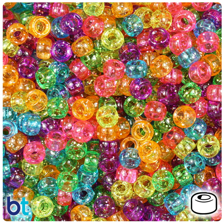 BeadTin Classic Sparkle Mix 13mm Small Shape Mix Plastic Pony Beads (4oz)