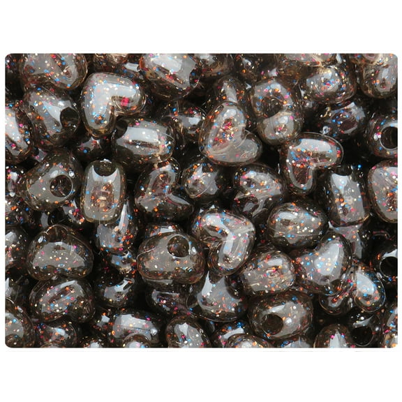 BeadTin Jet Rainbow Sparkle 12mm Heart (VH) Pony Beads (250pcs)
