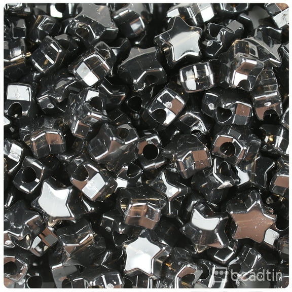 BeadTin Jet Transparent 13mm Star Pony Beads (250pcs)