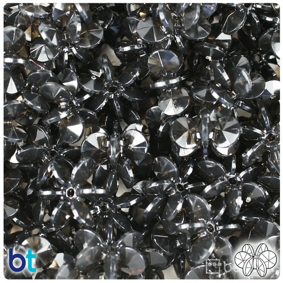 BeadTin Jet Transparent 18mm SunBurst Plastic Craft Beads (135pcs)