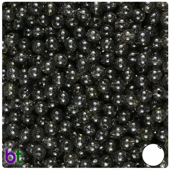 BeadTin Jet Transparent 6mm Round Plastic Beads (500pcs)