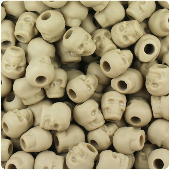 BeadTin Khaki Matte 11mm Skull Pony Beads (150pcs)
