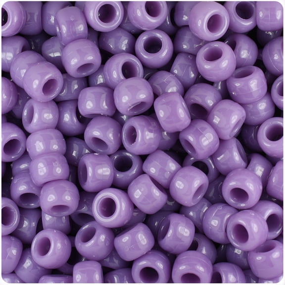 BeadTin Lavender Opaque 9mm Barrel Pony Beads (500pc)