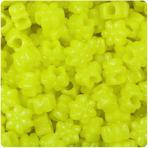 BeadTin Lemon Neon Bright 13mm Flower Pony Beads (250pcs)